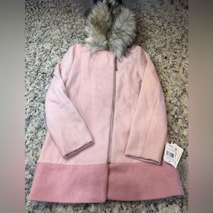CoffeeShop Pink Teddy Jacket with Faux Fur Hood